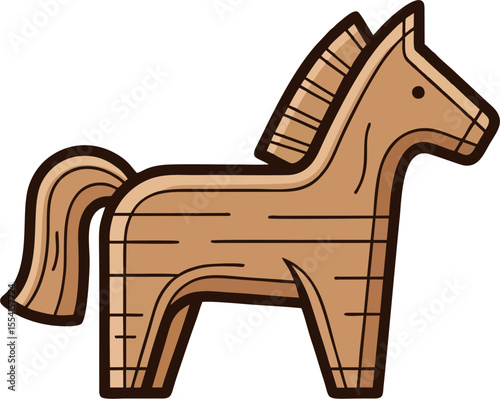 Minimalist Wooden Horse Toy Illustration – Cute Handcrafted Horse Vector Icon