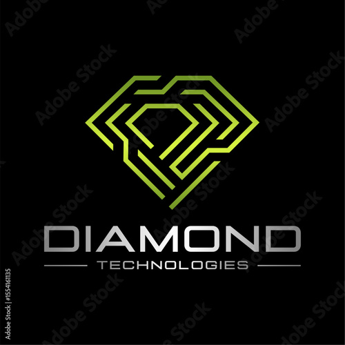 modern diamond technology icon vector logo design. circuit diamond logo design