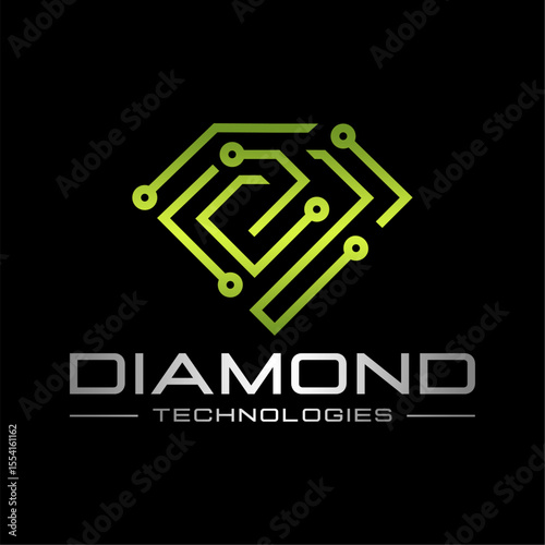 modern diamond technology icon vector logo design. circuit diamond logo design
