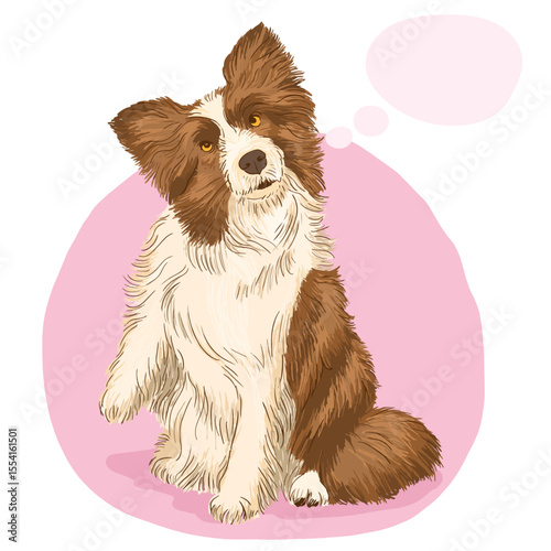 Sweet chocolate brown newfoundland dog illustration.