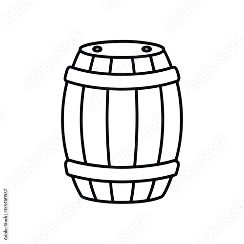 A Simple Barrel Outline for Coloring Books and Educational Materials Featuring Rustic Woodwork and Traditional Design Elements