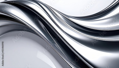 Abstract Silver Metallic Wave Design