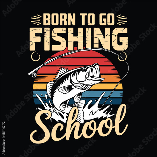 Funny Fishing vs School T-Shirt Design