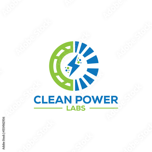Modern and innovative Clean Power Labs logo design symbolizes sustainability, clean energy, and technology. Perfect for renewable energy companies and green tech startups.
