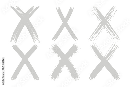 Grunge Cross Collection: A series of hand-drawn, grey cross marks with a grunge texture, adding an edgy and artistic touch.