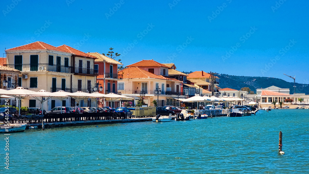 Obraz premium lefkada island summer tourist resort by the sea in greece