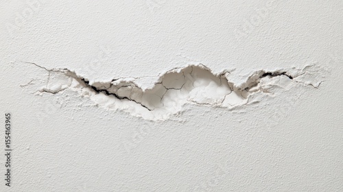 White Grainy Chalk Texture Background with Rough Irregular Hole, Vintage Damaged Surface for Design Overlay, Mockup Reveal, or Artistic Presentation