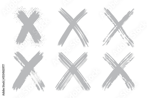 Expressing Imperfection: A collection of hand-drawn, textured 'X' symbols, each with a unique brushstroke, capturing a raw, unfiltered aesthetic.