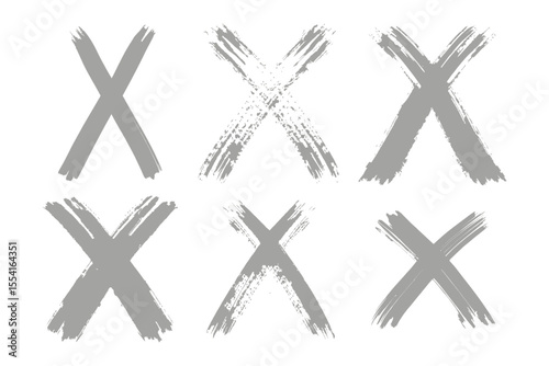 Set of Brushstroke X Marks: A collection of hand-drawn X marks created with brushstrokes, offering a variety of textures and styles for design projects.