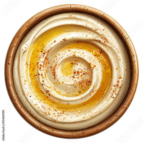 Traditional Hummus Bowl with Olive Oil and Spices