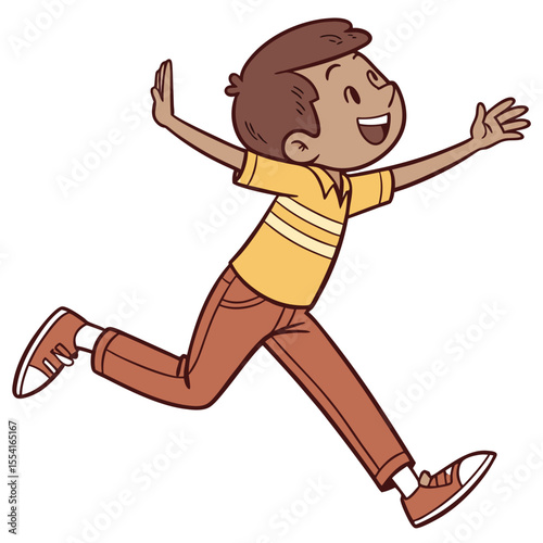 A boy running cartoon illustration. Isolated on white background