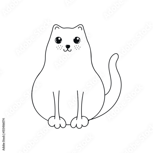 Cute cat silhouette. Hand-drawn doodles