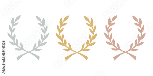 Ranking lease title icon. Award Winning Laurel Wreaths Set. Symbol of Achievement, Rank, and Success.