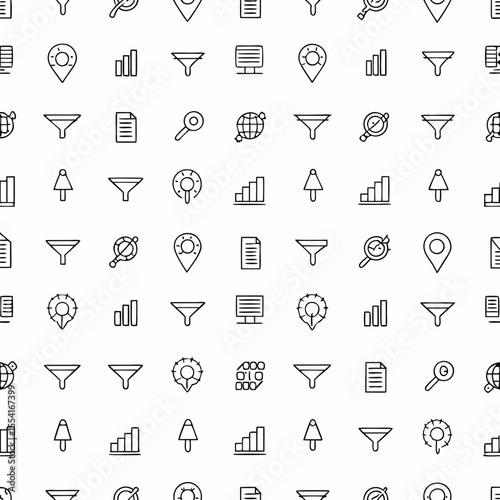 funnel graph and conversion rate icons    
