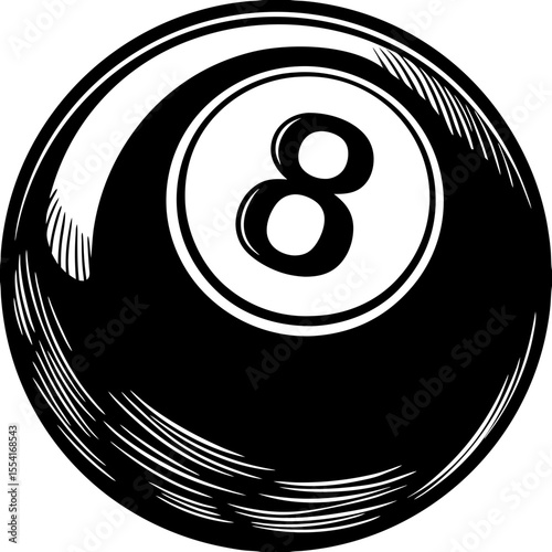 8 ball (linocut style)