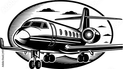 airplane (linocut style)