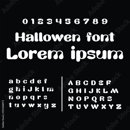 Halloween Spooky Bubble Font - Full Alphabet and Numbers- vector illustration