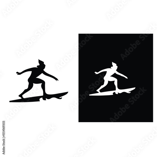 Silhouette of Greek god Hermes surfing