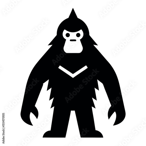 Black Silhouette Illustration of a Standing Monster with a Pointed Head Design