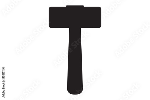 Black and White Hammer Silhouette A Simple Tool Icon