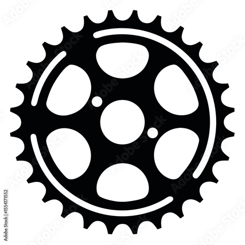 Black Gear Wheel with Spokes and Teeth Detailed Illustration of Mechanical Component