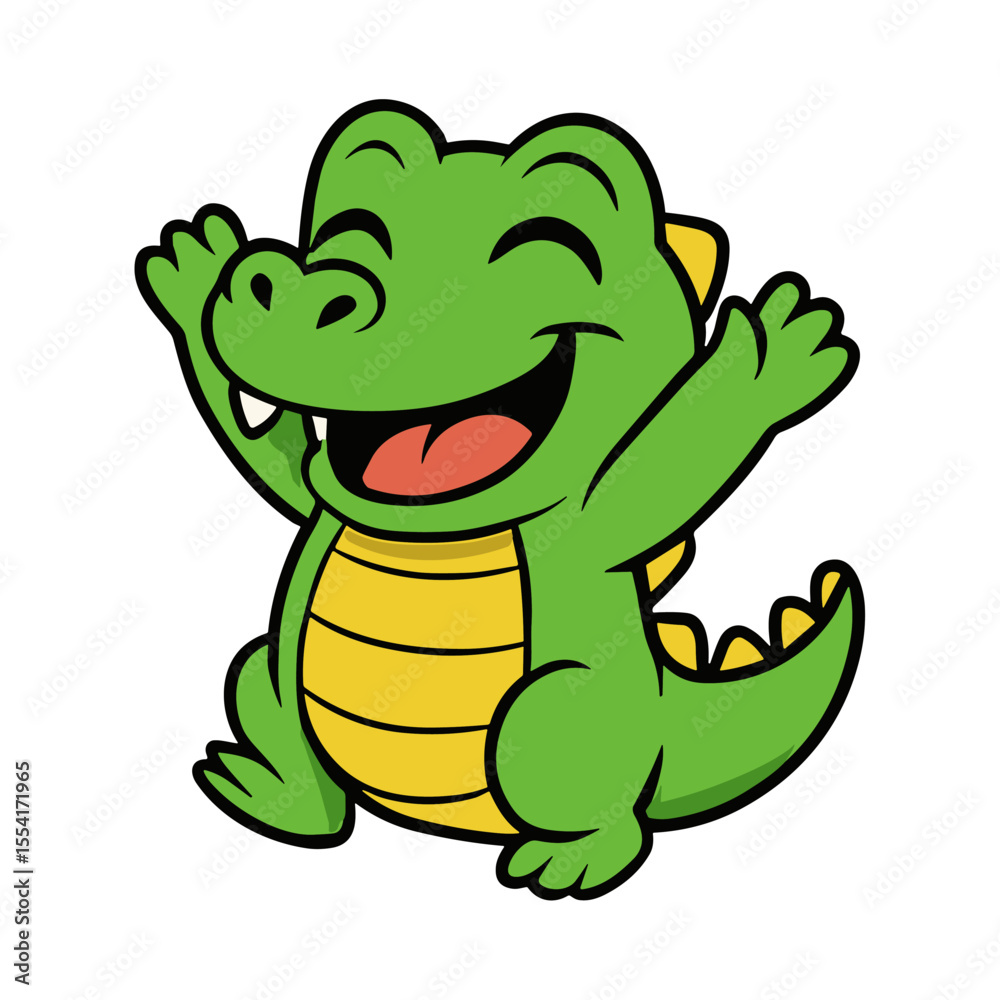Fototapeta premium Crocodile Cartoon Happy Mascot Alligator Illustration