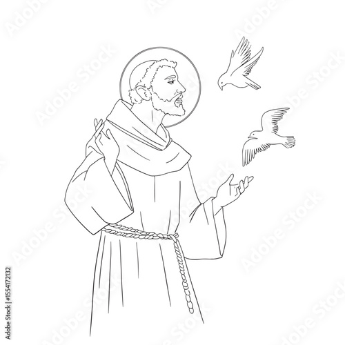 Saint Francis praying, catholic character. 1181- 1226