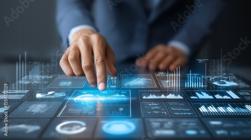 Businessman work closely on creen check financial analysis data.
