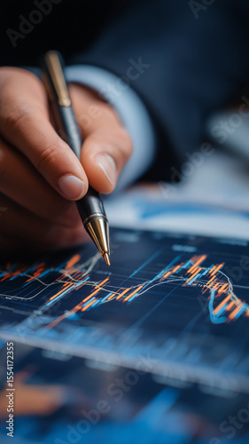 Businessman work closely on creen check financial analysis data.