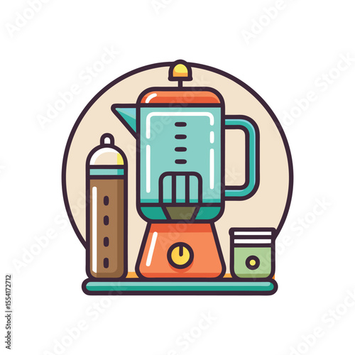 line art home gadget, mug, jug, shovel, mixer machine, icon, logo vector design