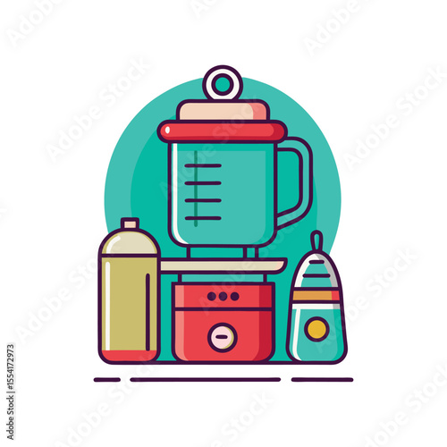 line art home gadget, mug, jug, shovel, mixer machine, icon, logo vector design