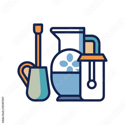 line art home gadget, mug, jug, shovel, mixer machine, icon, logo vector design