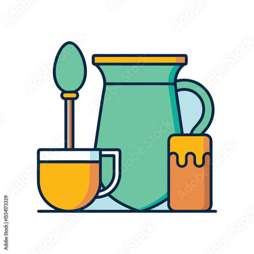 line art home gadget, mug, jug, shovel, mixer machine, icon, logo vector design