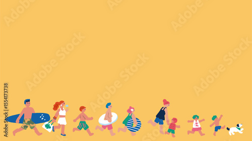 夏を楽しむ人々のイラスト