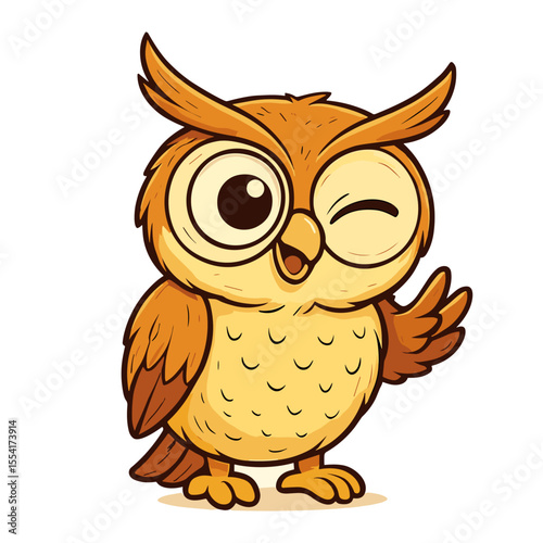 Owl Cartoon Cute Owl Mascot Winking Illustrations