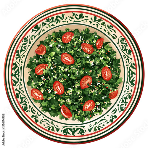 Traditional Tabbouleh Salad with Parsley and Tomatoes