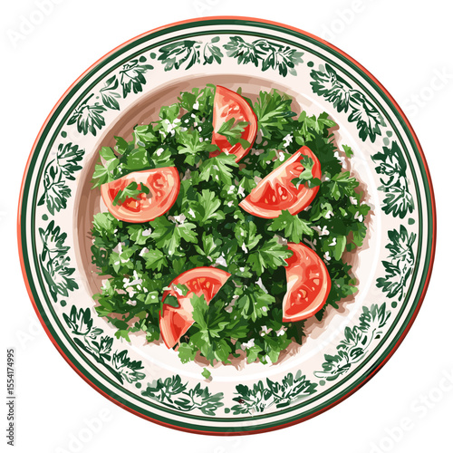 Traditional Tabbouleh Salad with Parsley and Tomatoes