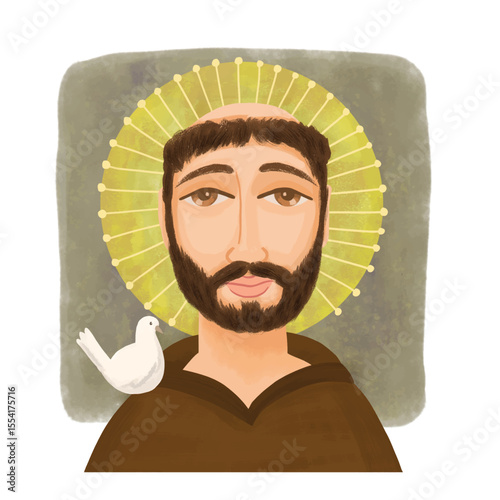 Saint Francis praying, catholic character. 1181- 1226