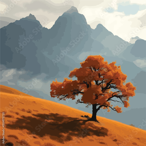 lonely tree in the mountains