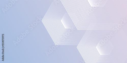 Abstract hexagon lines on light mesh blue an pink background. Geometric stripe line simple