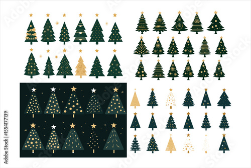 set of pine trees, tree, winter, forest, snow, pine, vector, fir, nature, holiday, illustration, landscape, celebration, season, green, wood, decoration, trees, spruce, scene, design, evergreen, conif
