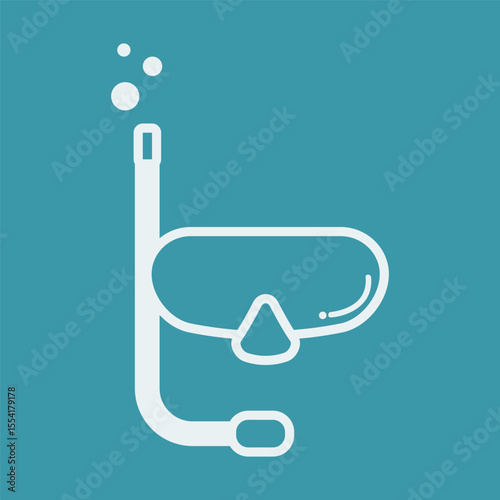 Googles or Snorkel mask vector illustration flat outline style. Snorkeling gear element for logo, icon or another purposes. 
