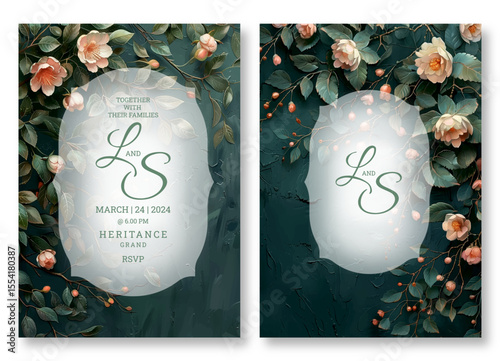 Floral art wedding invitation template, business brochure template, flyer design, universal background, versatile vector background, creative brochure template, party invitation template
