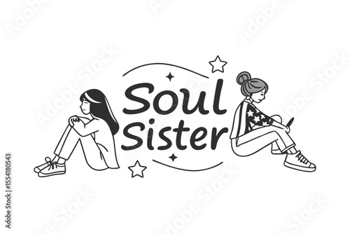 Minimalist sans serif font design celebrating a soul sister bond