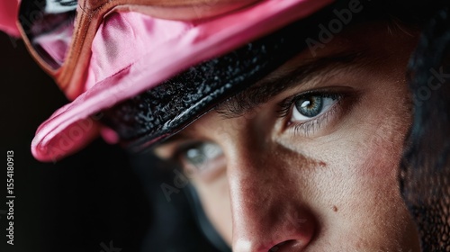 Intense gaze of an athlete wearing a pink cap, close-up detailed portrait