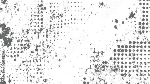 Old Distress Dirt, grime Vector halftone dots and scratch overlay on transparent background. Old surface grunge texture