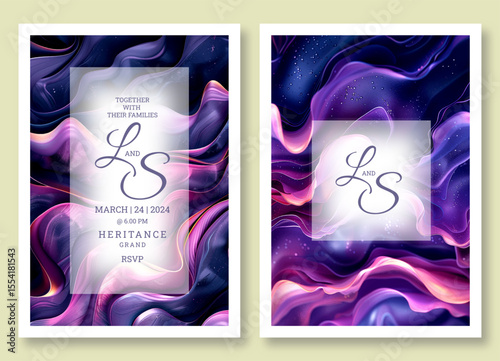 Wedding invitation template, purple texture art, business brochure template, flyer design, universal background, versatile vector background, creative brochure template, party invitation template
