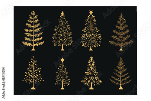 set of forest trees, tree, winter, forest, holiday, nature, illustration, fir, vector, pine, snow, trees, decoration, green, season, celebration, design, landscape, pattern, xmas, wood, silhouette, se