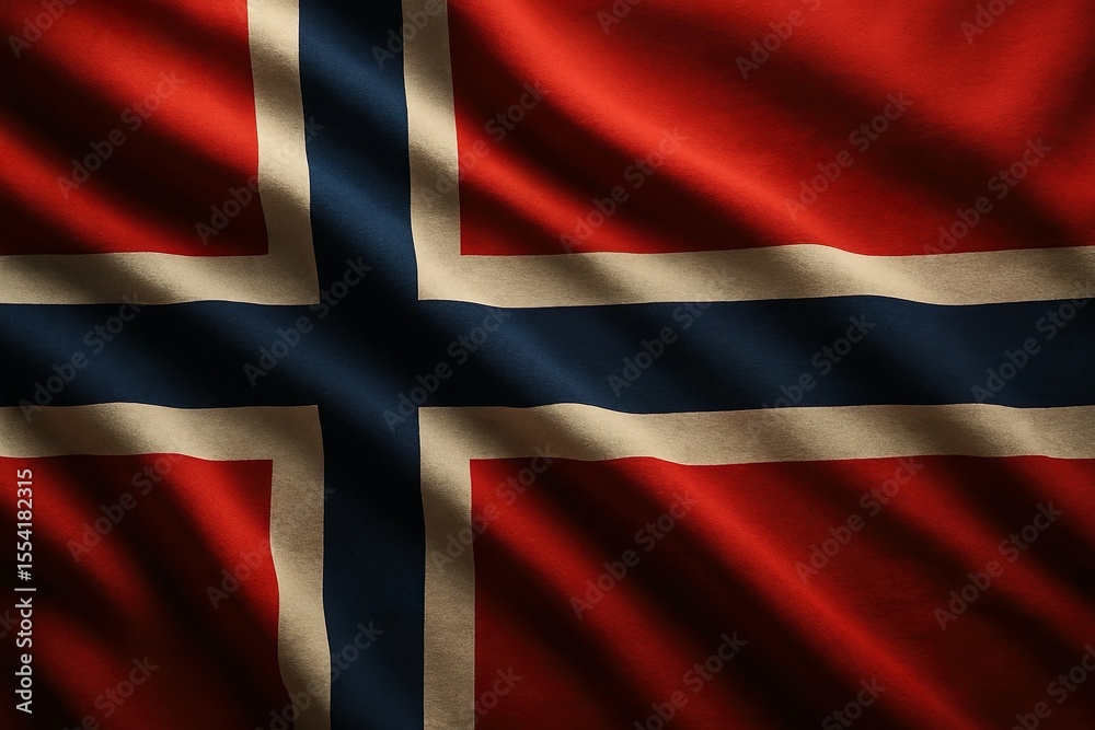 Obraz premium Flag of Norway – Red with Blue Cross – Realistic Fabric Rendering