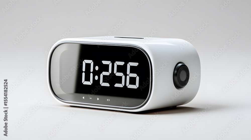 High resolution smart clock touchscreen interface white backdrop innovative AI powered alarm clock compact futuristic design ideal tech startup or gadget branding visuals transparent High resolution smart clock touchscreen interface white backdrop innovative AI powered alarm clock compact futuristic design ideal tech startup or gadget branding visuals transparent